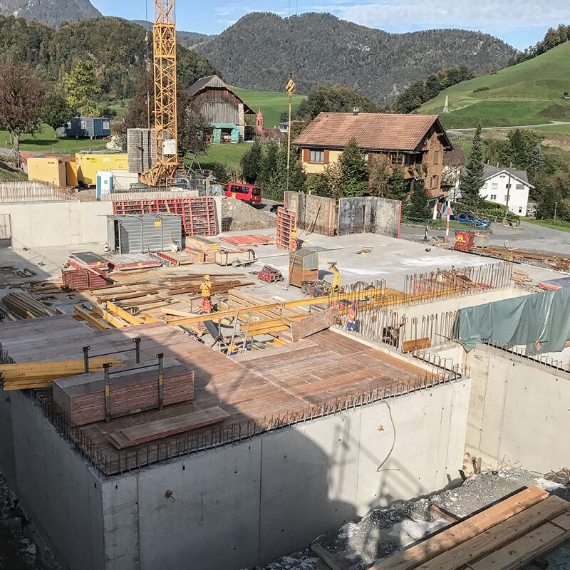 Überbauung Windleten: Die Grundmauern stehen.